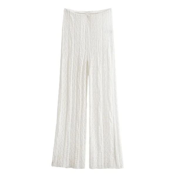 ZBZA Women Hollow Lace Vest Pants Suit Sexy Backless Vacation Top High Waist Straight Wide-leg Pants Spring Summer New Chic Set - Image 5