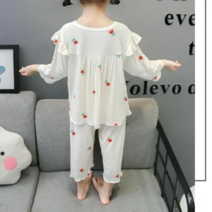Summer Children's Pajama Sets for 1-9 Years Baby Girls Clothes Suit Cute Floral Ice Silk Kids Clothes Top+Pants Pajamas for Kids - Image 7
