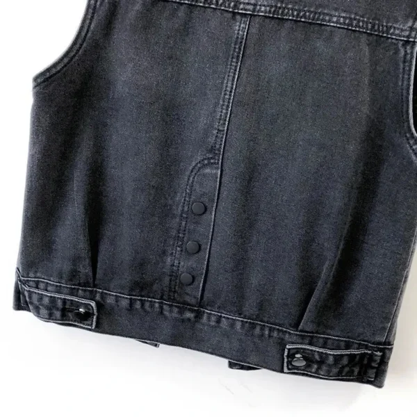 2024 Fashion Design Sequins Denim Vest Summer Autumn Women's Waistcoat Korean Leeveless Denim Jeans Jacket Female Vest Tops - Image 7