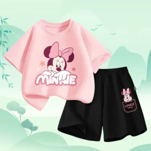 Summer Baby Girl Boy Clothes Set Children Disney Minnie Printing T-shirt and Short Two Pieces Suit Kid Shorts Sleeve Tracksuit - Image 6