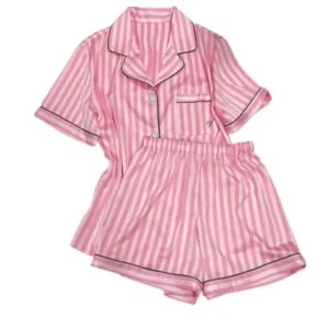 High-grade Striped Short-sleeved Pajamas for Women Summer Wear Thin Lapel Home Clothes Pajamas Set for Women Nightwear Nightie - Image 6