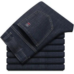 Summer New Elastic Men's Jeans Fashion Comfortable Business Straight Stretch Cotton Casual Denim Pants Brand Male Thin Trousers - Image 6