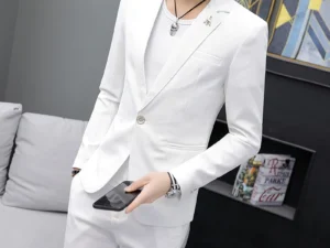 2024 High quality casual suit for men (suit + trousers) Young solid color handsome Korean version fashion slim two-piece set