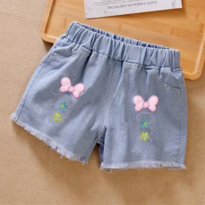 Children Jeans Boys Girls Cotton Shorts Splice Stretch Denim shorts Korean Teenage Trousers Wear Kids Clothing DenimRipped - Image 3