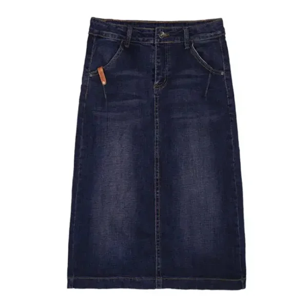 Cowboy midi Skirt Mid length 2025 New Spring Summer Denim Wrapped Hip high waist split A-line skirt Women's Casual Clothes - Image 6