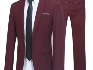 Men's Black Elegant Suits+Pants Slim Fit Single Button Lapel Pockets Blazer Party Formal Business Dress Suit Male Wedding Set