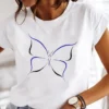 Butterfly T-shirt Watercolor Butterfly Top Tide Round Neck Large Size Retro Short-sleeved T-shirt Women's Fashio Clothing Tee - Image 6
