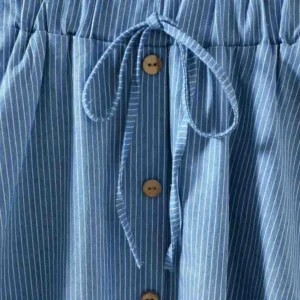 Women's A-Line Solid Color Denim Skirt Spring Summer Breathable Cotton Single-Breasted High-Waist Mid-Length Skirt All-match - Image 3