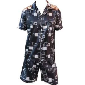 Two piece sets for men's pajamas summer short sleeved shorts checkered pattern printed home clothing sleepwear set - Image 7