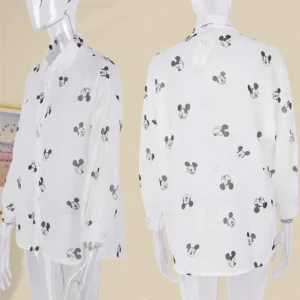 Mickey Mouse Blouse Ladies Long Sleeve Women Shirt Beach Shirts Kawaii Cartoon Summer Disney Clothes Cover-Up Top Casual - Image 6