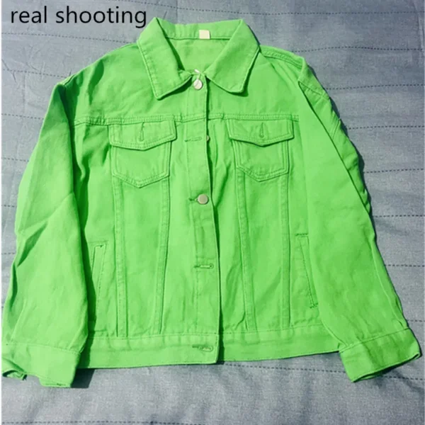 Solid Short Women's Denim Coat Spring Autumn Female Loose Jeans Jacket Purple Student Casual Outwear White Pink Yellow Red Black - Image 7