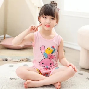 Summer Baby Bunny Vest Clothing Set Children's Sleepwear Kid Pajamas Sets for 1-10Years Girls Pyjamas Pijamas Kids Wear - Image 4