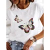 ⁦Women's Short-sleeved Explosive Insect Butterfly Dragonfly Print Round Neck T-shirt Women Clothes Oversized T Shirt Harajuku⁩ - الصورة ⁦5⁩
