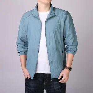 Korean Sunscreen Zipper Jacket Fishing Coats Men's Breathable Sports UV Protection Quick Dry Skin Windproof S - Image 4