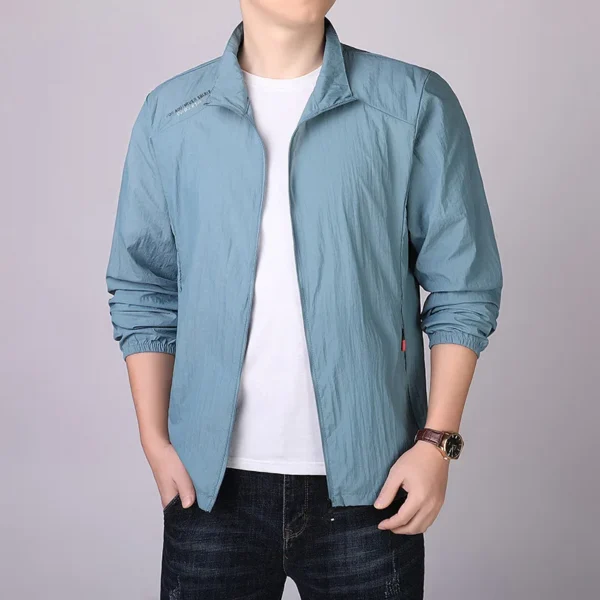 Korean Sunscreen Zipper Jacket Fishing Coats Men's Breathable Sports UV Protection Quick Dry Skin Windproof S - Image 4