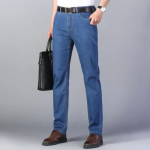 Summer New Elastic Men's Jeans Fashion Comfortable Business Straight Stretch Cotton Casual Denim Pants Brand Male Thin Trousers - Image 7