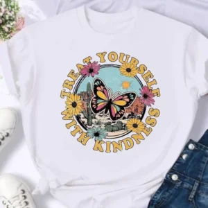 Women's European and American Clothing Butterfly Letter Printed Short-sleeved T-shirt Tops Graphic T Shirts Harajuku - Image 4