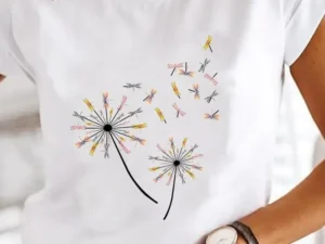 Explosive Dragonfly Butterfly Print Base Top Loose Women's Short-sleeved T-shirt Round Neck Oversized T Shirt Women Clothes TEE