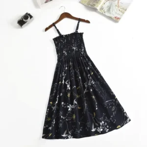Summer Chiffon Camisole Sleeveless Dress Women Mini Dresses Fashion Elastic Waist Casual Spaghetti Strap Dresses Vestidos Girls - Image 4