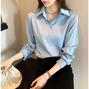 Plus Size Shirts Spring Summer Fashion Female Long Sleeve Loose Solid Blouse Tops Casual Chiffon Shirt Women Office Lady Shirts - Image 5