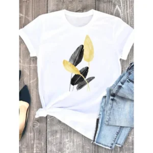Garment Top Cute Simple Aerial Bird Print Short Sleeve T-shirt Vintage Clothes Harajuku Women Clothes Oversized T Shirt - Image 6
