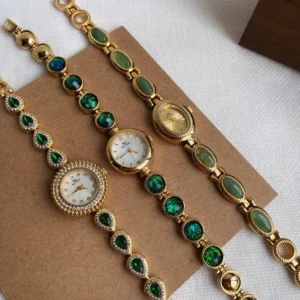 Womens Watches for Girls Wrist Quartz Watch Bangle Bracelet Style Gold Green Diamond Orologio Ladies Luxury Wristwatch New Clock
