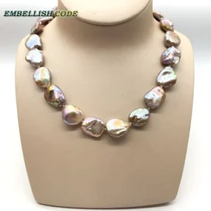 Golden Purple Pearl Necklace Keshi Irregular Square Baroque Style Natural Freshwater Cultured Pearls Special Jewelry