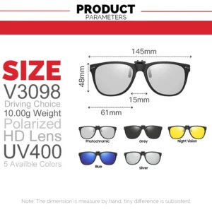 VIVIBEE Men Photochromic Polarized Lens Flip Up Clip on Sunglasses Women Driving Sun Glasses with Clips 2025 Trending Product - Image 3