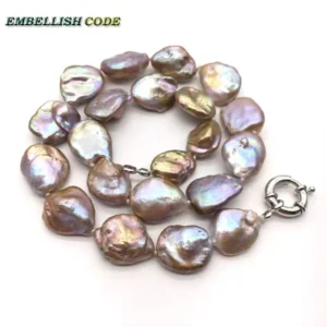 Golden Purple Pearl Necklace Keshi Irregular Square Baroque Style Natural Freshwater Cultured Pearls Special Jewelry - Image 5