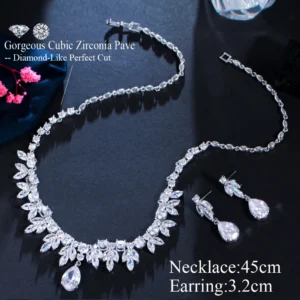 CWWZircons Best Bridal Party Accessories Silver Color Cubic Zirconia Wedding Necklace Earrings Jewelry Set For Brides T037 - Image 3