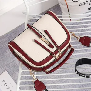 Fashion Hit Color Shoulder Bags for Women Female PU Leather Crossbody Messenger Bags Small Handbag Wide Strap Purse - Image 3