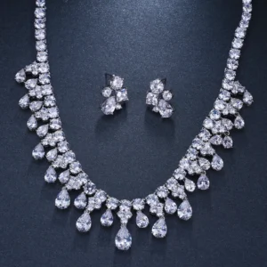 Emmaya Zircons High Quality White Gold Color Cubic Zirconia Bridal Wedding Necklace And Earring Sets Party Gift - Image 6