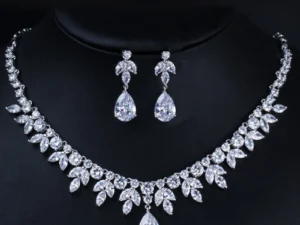 CWWZircons Best Bridal Party Accessories Silver Color Cubic Zirconia Wedding Necklace Earrings Jewelry Set For Brides T037