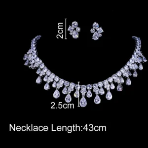 Emmaya Zircons High Quality White Gold Color Cubic Zirconia Bridal Wedding Necklace And Earring Sets Party Gift - Image 3