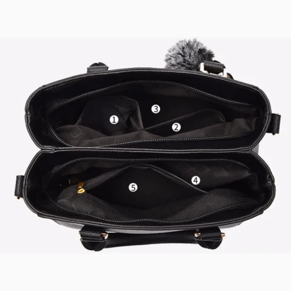 Embroidery Messenger Bags Women Leather Handbags Bags for Women Sac a Main Ladies hair ball Hand Bag - Image 5