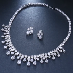 Emmaya Zircons High Quality White Gold Color Cubic Zirconia Bridal Wedding Necklace And Earring Sets Party Gift - Image 7