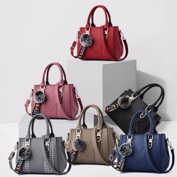 Embroidery Messenger Bags Women Leather Handbags Bags for Women Sac a Main Ladies hair ball Hand Bag - Image 6