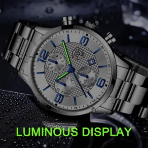 reloj hombre Luxury Business Men Watchs Stainless Steel Quartz WristWatch Male Leather Calendar Luminous Clock relogio masculino - Image 4