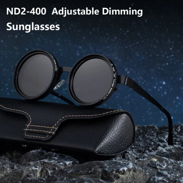 ND2-400 9 Level Adjustable Dimming Polarized Sunglasses Men Women Fishing Punk Round Glasses Driving Eyeglasses ND Filter - Image 7