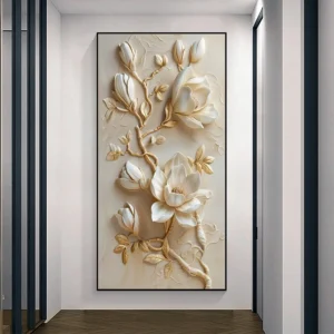 Vintage White Flower Canvas Painting Retro Magnolia Flower Wall Arts Lily Floral Posters Prints Home Porch Wall Decor No Frame - Image 6