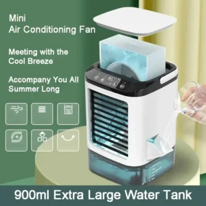 Air Conditioner Portable Fan Desktop Dual Spray Ultrasonic Atomization 3-Speed Mute Air Cooler Night Light Electric Fan for Home - Image 6