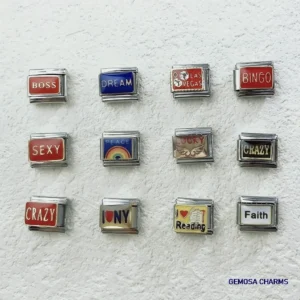 GEMOSA Fashion CRAZY BINGO COOL SEXY LUCKY Glaze Italian Charm Links Fit 9mm Bracelet Stainless Steel Making DIY Jewelry - Image 3
