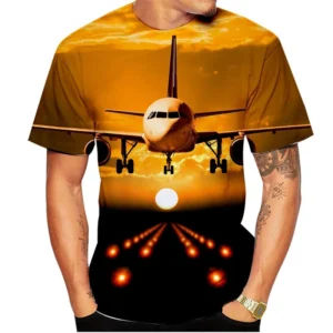 Large Passenger Plane 3d Printed T Shirt Men Funny Cool Casual Tee Shirt Harajuku Street Outdoor Scene Short Sleeves O-neck Tees - Image 3