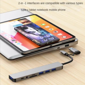 USB 3.0 Type C Adapter Docking Ststion USB 2.0 Port TF SD Card Reader Audio Output Multi-hub Splitter for Macbook Pro Computer - Image 7