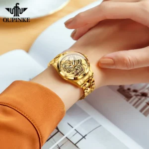 OUPINKE 3276 Ladies Watch Original Luxury Skeleton Mechanical Watch Tungsten Steel 50M Waterproof Phoenix Watches For Women - Image 4