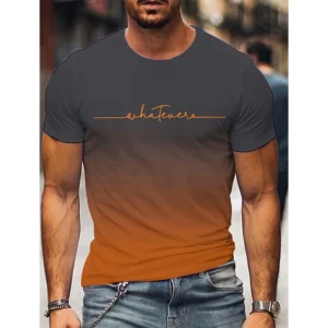 Fashion Gradient Letter Graphic T Shirts For Men Trend Summer Crew Neck 3D Printed Short Sleeve T-shirts Casual Oversized Tees - Image 6
