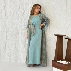 Ramadan Eid Djellaba Kimono Jalabiya Muslim Sets for Women Dubai Abaya Turkey Kaftan Robe Caftan Marocain Femme Islam Clothing - Image 6