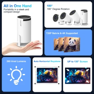 Magcubic Projector HY300 Pro 4K Android 11 Dual Wifi6 260ANSI Allwinner H713 BT5.0 1080P 1280*720P Home Cinema Outdoor Projetor - Image 3
