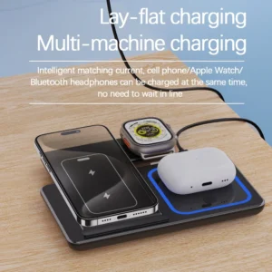 Desktop 3 in 1 Wireless Charger Foldable Fast Phone Charge Station For iPhone 16 15 14 13 12 Apple Watch 10/9/8/7/6 AirPods 3/2 - Image 4