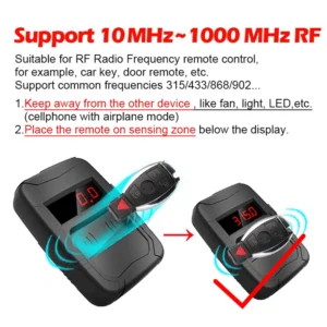 10MHZ to 1000MHZ Car Key Frequency Tester for 315,433,868,902MHZ, Door RF TV Infrared IR Remote Control Detector Diagnostic Tool